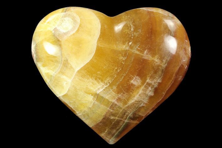 Polished Banded Fluorite Heart - Argentina #84184